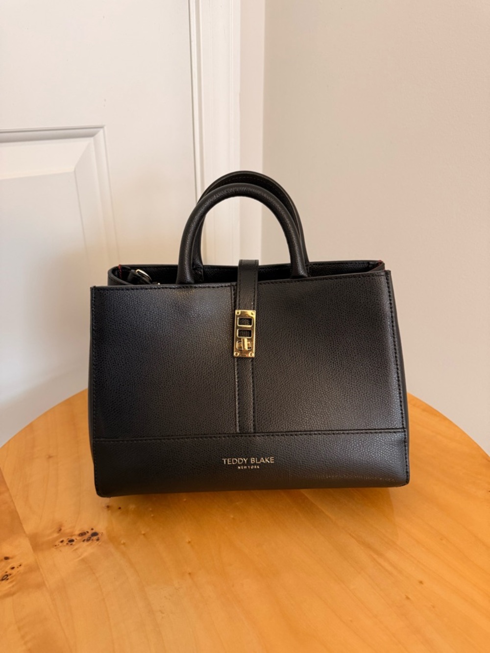 Teddy Blake Black Leather Structured Top-Handle Satchel